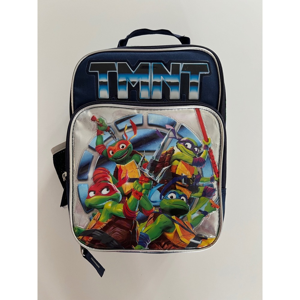 TMNT Teenage Mutant Ninja Turtles Kids Insulated Lunch Bag Navy Blue Silver NWOT